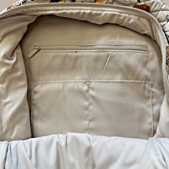 New Vera Bradley A Cats Life Essential Large Backpack Quilted Cotton Beige - Picture 3 of 5